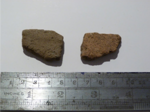 Two pieces of Roman pottery found in the allotments near Valley View