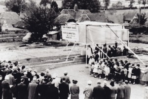 Photograph of Laying the Foundation Stone of the new School in the early 1960s