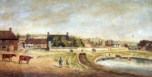 Painting of central Aldbourne - dated about 1840