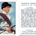 Cigarette card of jockey Billy Parvin