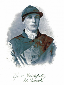 Photograph of jockey Bob Swash with his autograph