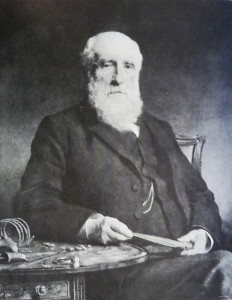 Photograph of Canon William Greenwell with some of his Bronze Age finds