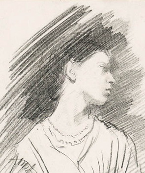 Gwen McEvoy (née Notley). A sketch by Ambrose McEvoy RA (detail)