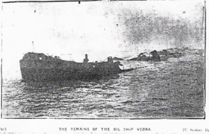 copy of press photo of the wreck of the SS Vedra