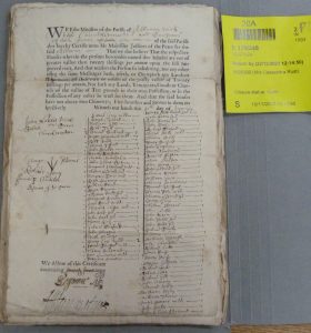 photo of hearth tax exemption document for Aldbourne dated 1671