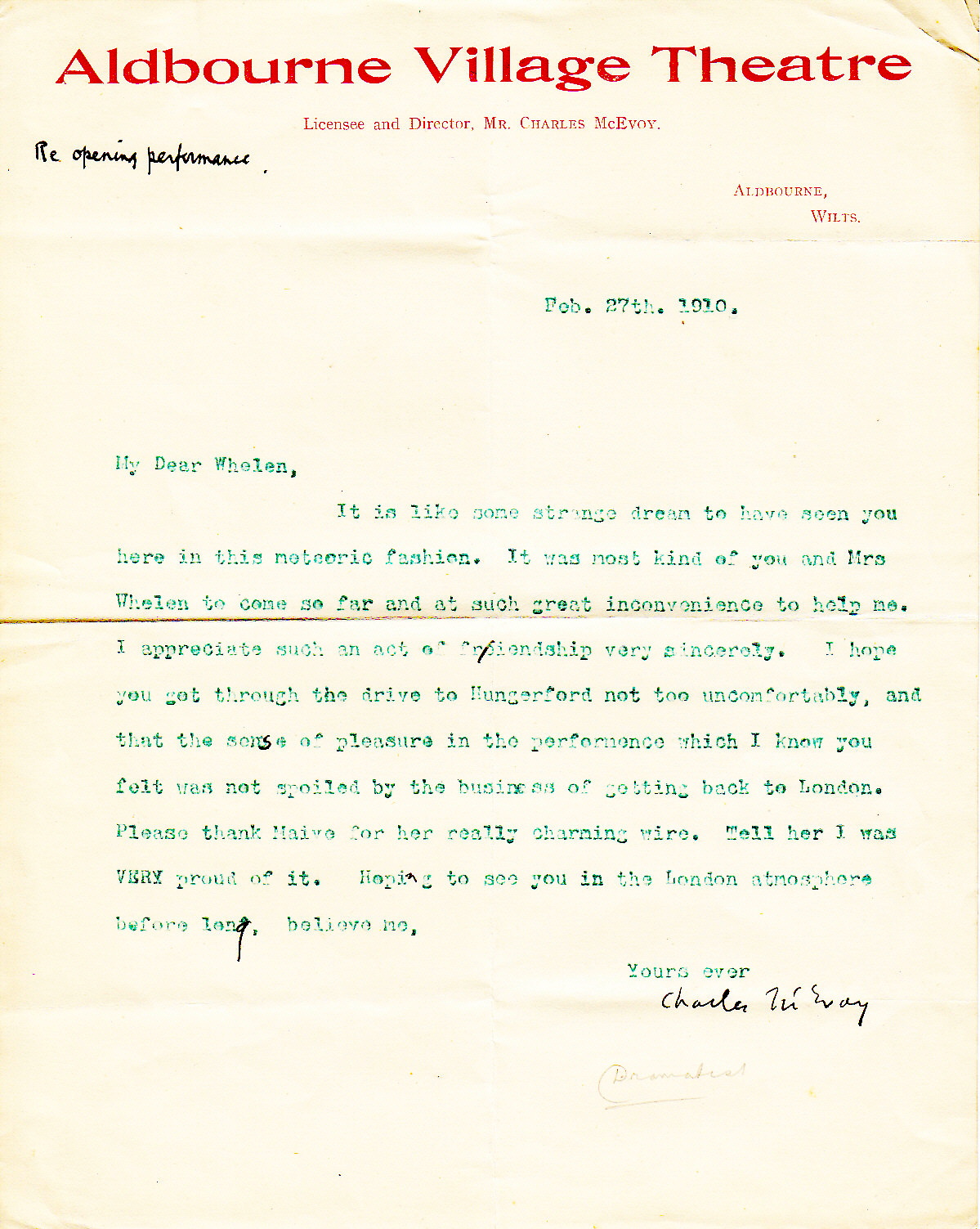 Recent Acquisition: Letters of Charles McEvoy